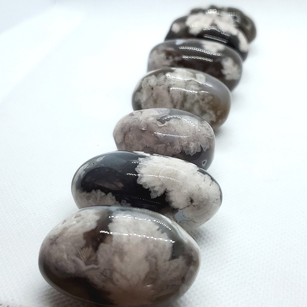 Black Flower Agate aka Sakura High Quality Tumble Stone - Picture 7 of 14